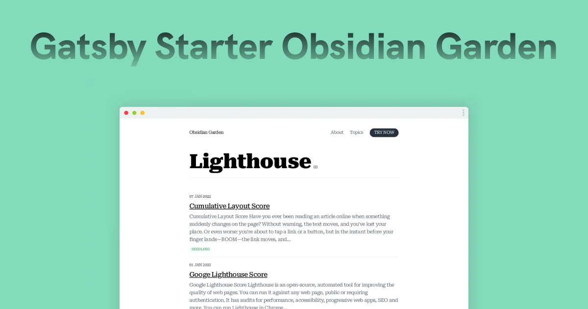 Gatsby Starter Obsidian Garden